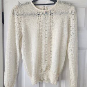 Vintage 80's cream sweater with ribbon accents (Medium)